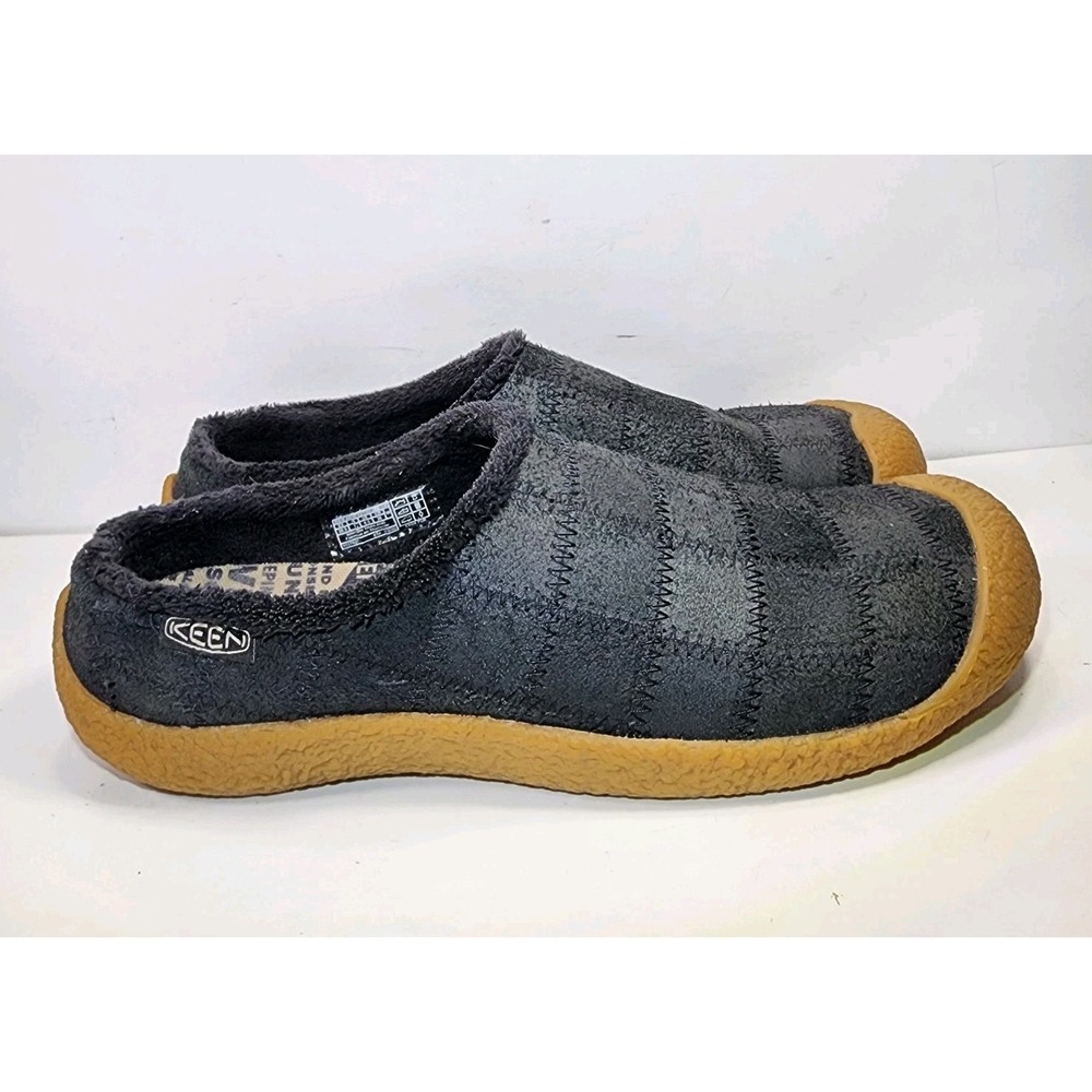 Keen Howser Black Suede Slide Slipper Womens 9 Faux Fur Lined Rubber Soles